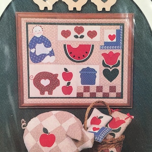 Patchwork Pig & Pincushion Pattern: 1980s Wall Hanging (Full Size)