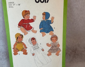 Simplicity 8817 Sewing Pattern, Doll Clothes, Large Doll 17 to 18 inches, doll wardrobe