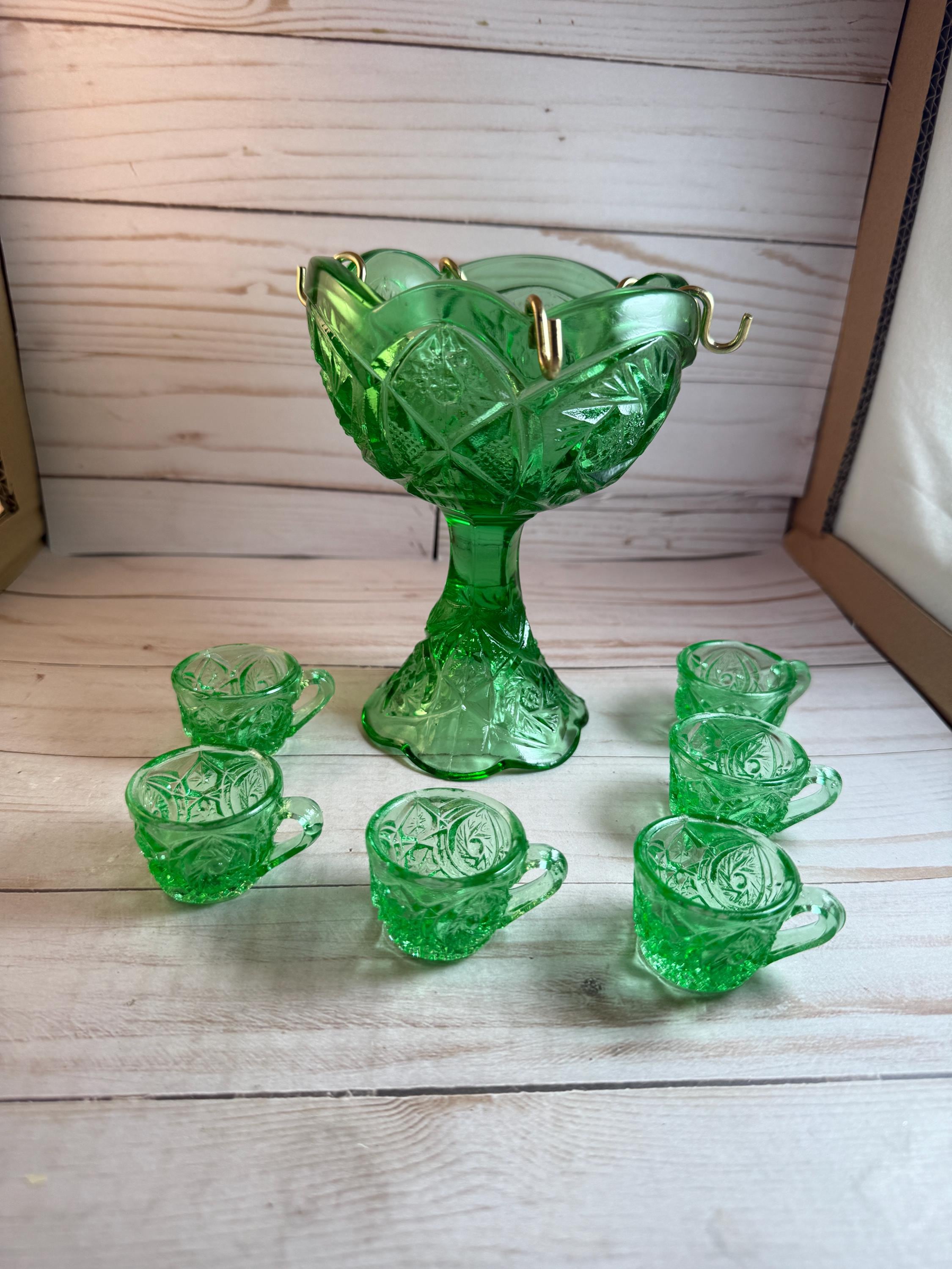Vintage Green Punch Bowls - Etsy
