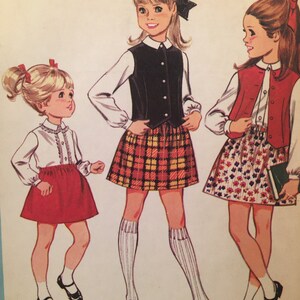 1960s Girls Skirt, Blouse & Vest Sewing Pattern: McCall's 9394, Size 4