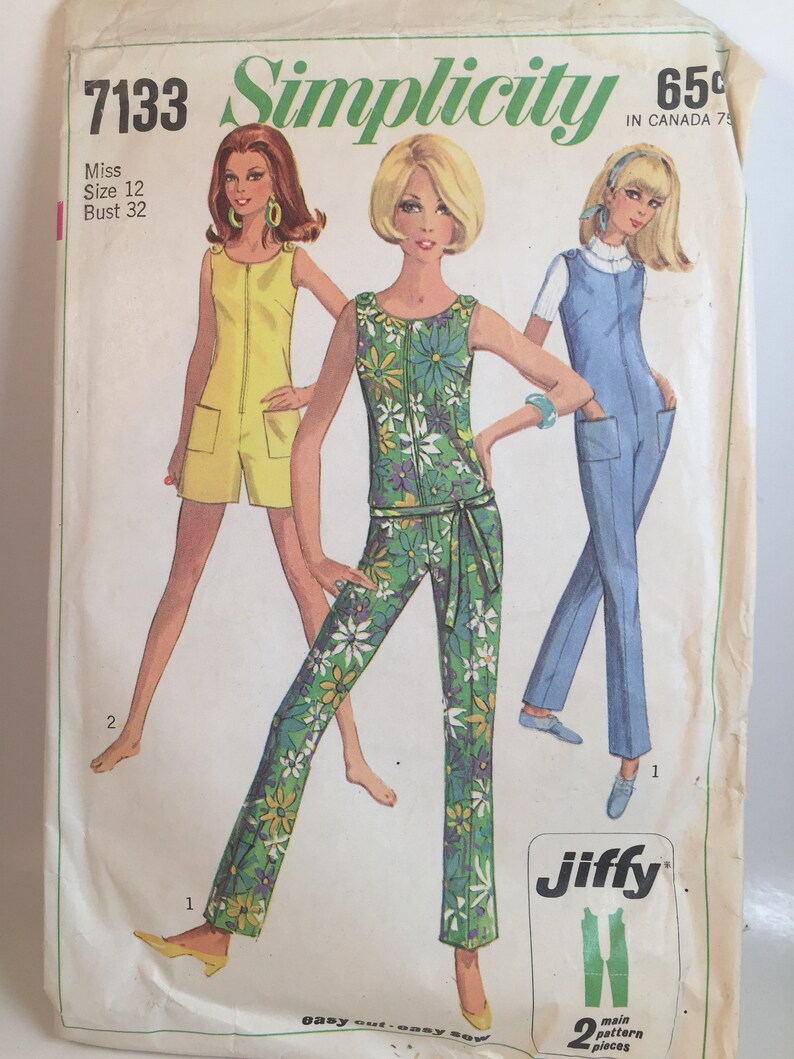 1960s Misses Jumpsuit Simplicity 7133 Sewing Pattern Jiffy | Etsy