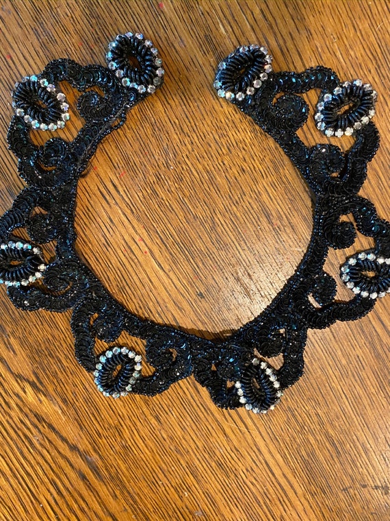 Black Beaded Collar, Dress Collar, Robe Collar, Sw