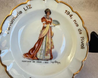Vintage Limoges, Parfumerie Liz Perfume, Shop, Paris 4.25,1 Trinket Plate dish