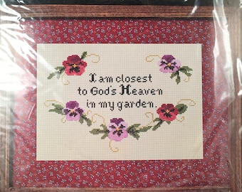 Pansy Cross Stitch Kit: Needle Magic 'In My Garden' (11x14 Framed)