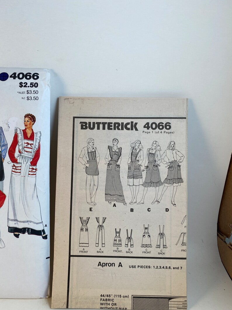 Style 4066 Pattern Butterick 4066 Apron Sewing Pattern: Ruffle Bib, One Size - Etsy