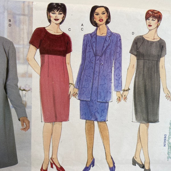 90 Misses Dress, Butterick 6221, Delta Burke Design, A line jackets, Dress with raised waist, sewing pattern, plus size