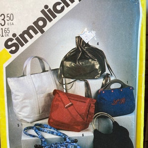 Fabric Fashion Bags, Simplicity 5476, Sewing Pattern, Transfer Embroidery, Bag with handles, Handbag pattern