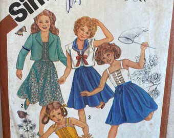 Vintage 80s Simplicity 5468 Girls Sundress Sewing Pattern - Size 14