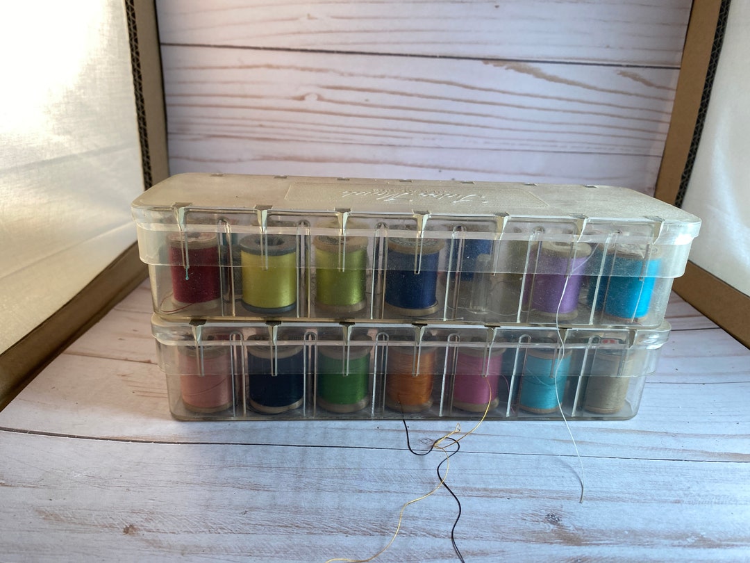 Tidee Maid, Sewing Thread Box, 13 Wooden Sewing Thread Spools, Vintage ...