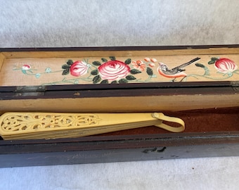 Vintage Japanese, Fan box, with Celluloid decorative Fan