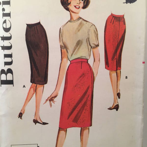 50s Skirt, Butterick 9842, Sewing Patterns, Sheath Skirt, Inverted Panel, Kick Pleat, Straight Skirt, Waistband Skirt,Pencil Skirt,Mad Men