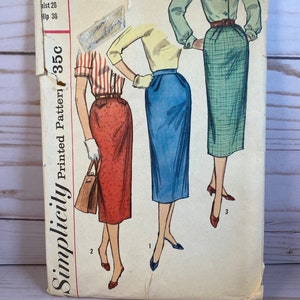 50's One Yard  Misses Skirts, Simplicity 2191, Sewing Pattern, Slim Skirt, Pencil Skirt, Below Knee Skirt