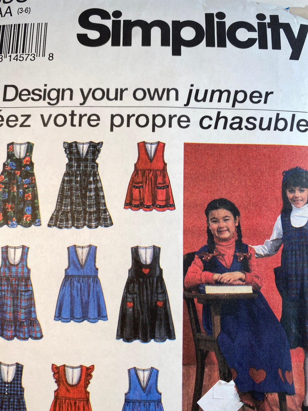 Girl's Jumper, Mccall's 8638, Sewing Pattern, Jumper Dress, Raised Waistline Etsy