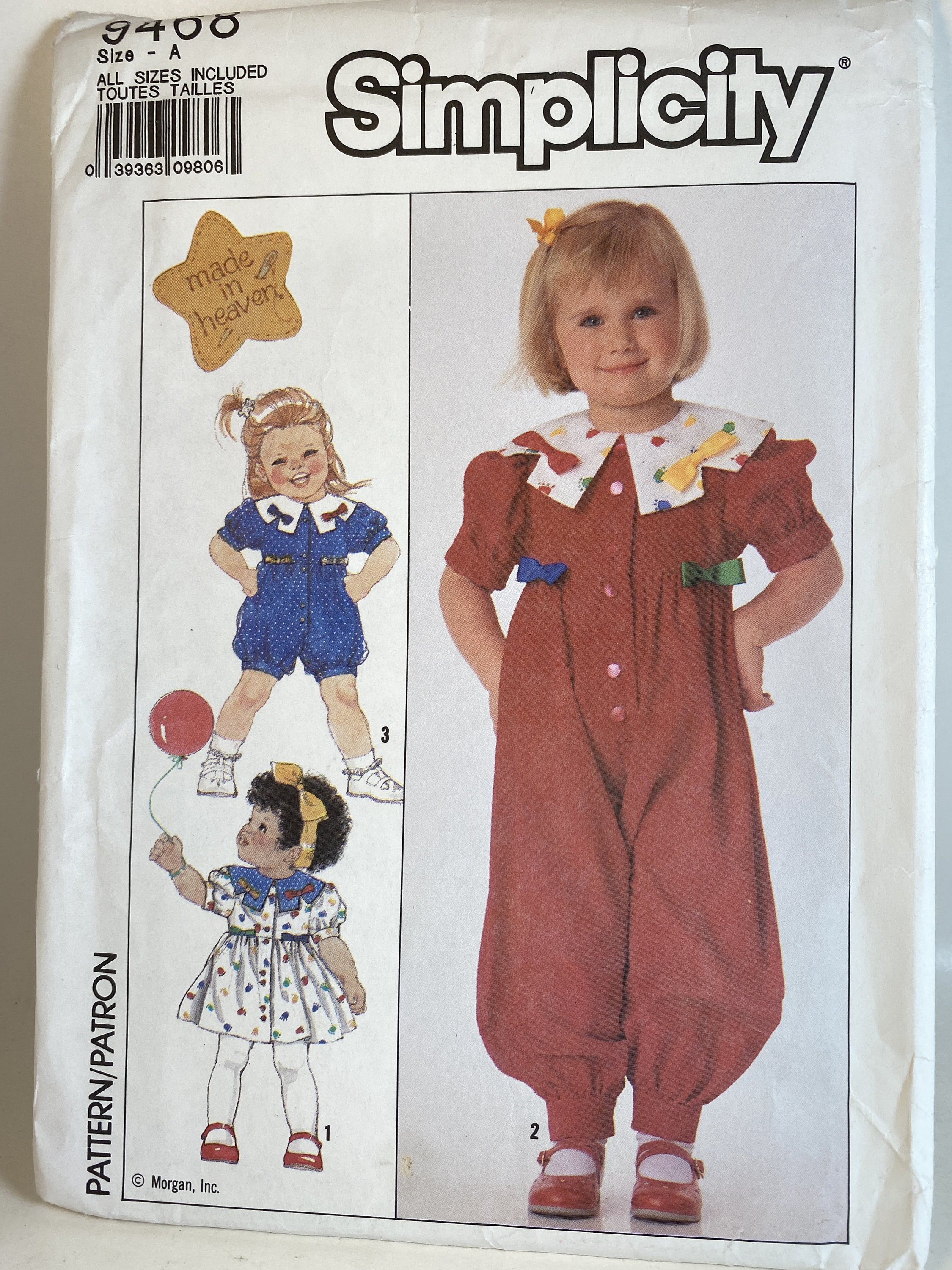 80s Toddlers Dress, Jumpsuit, Romper, Simplicity 9468, One