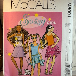 McCall's 5091, Girls Tops, Armbands, Skirts Sassy Girl Sewing Pattern
