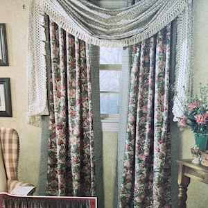 Country Window Dressings, Simplicity 8052 Home, Sewing Pattern, Window Treatments, Drapery Panels, Balloon Curtain, Federal Valance