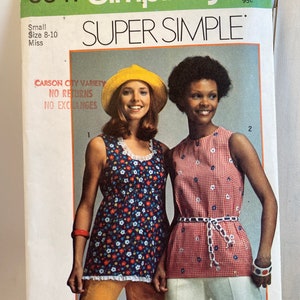 70s Misses Super Simple Tops, Simplicity 5547, Sewing Pattern, Sleeveless, Elastic Casing, Round neckline