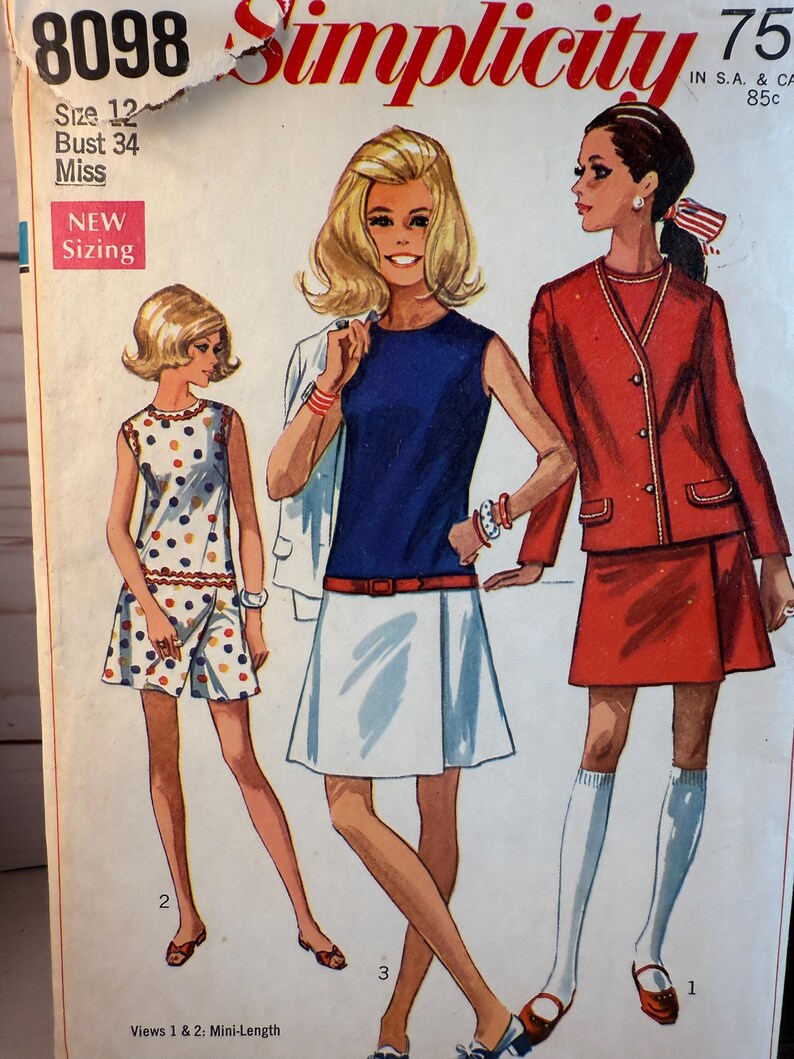 60s Culottes Dress Sewing Pattern: Simplicity 8098, Misses Size 12 - Etsy