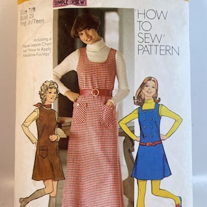 70s Jumper Sewing Pattern: Simplicity 5203, Young Junior Teen Size 7/8