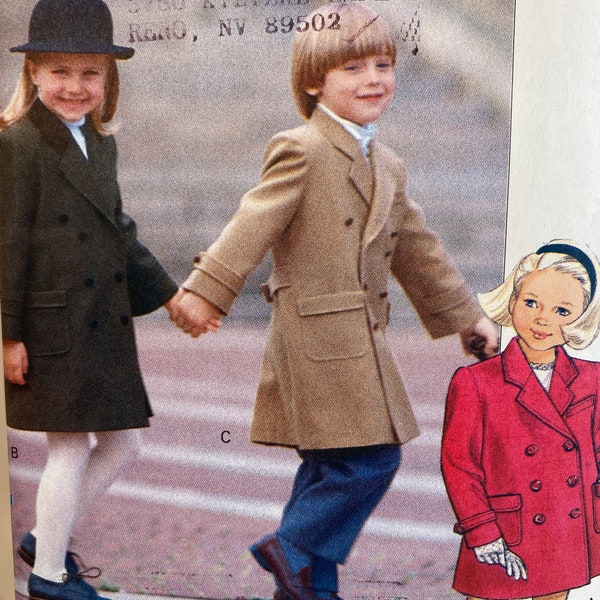 90s Children's Coat, Little Vogue 7903, Sewing Pattern, Loose Fitting Coat, Straight Coat, A Line Coat, Double Breasted Coat,Mid Knee Coat