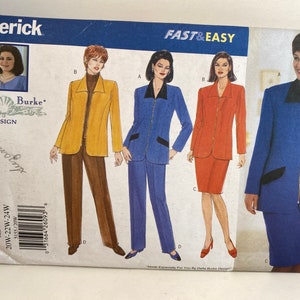 90s Misses Skirt, Jacket, Pants, Simplicity 5155, Delta Burke Designer, Front zipper Jacket, slim Skirt