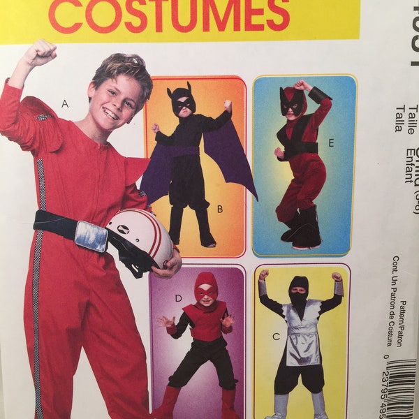 Car Racer, McCall's 4951 Costume, Sewing Pattern, Boys Costume, Ninja Warrior, Masked Crusader, Mask Spider Man, Halloween Costume, Play