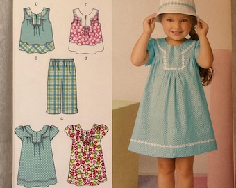Girl's Dress, Top, Cropped Pants, hat, Simplicity 2269, Sewing Pattern, Easy to Sew Pattern