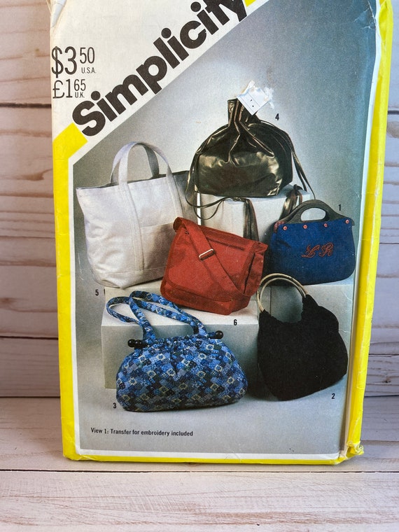 Fabric Fashion Bags, Simplicity 5476, Sewing Pattern, Transfer