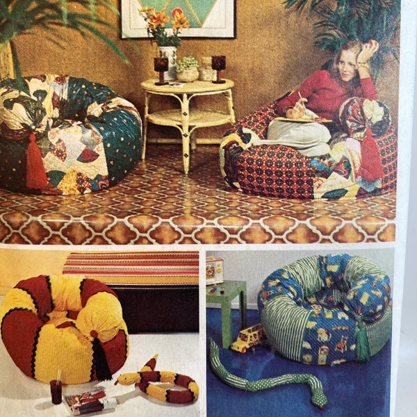 1970s Tube Chair, Simplicity 6066, Snake Toy, Stuffed Sculptured Snake, Coiled Tube Chair, 71" Long Snake Toy DIY Tube Chair Sewing Pattern