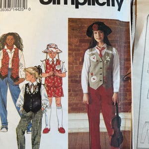 90s Simplicity, 8568, Girls, Pants, Turn Back Cuff, Shorts, Vest, Tie, Bucket Hat, Sewing Pattern