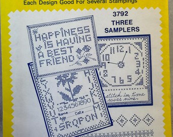 Hot Iron Transfers, Aunt Martha's, Three Samplers 3792, Quilts, T-shirt Transfers