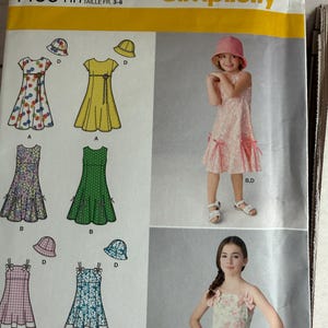 Simplicity 1456, Girl's Dress,  Sewing Pattern, Children’s Summer Dress, Bucket Hat