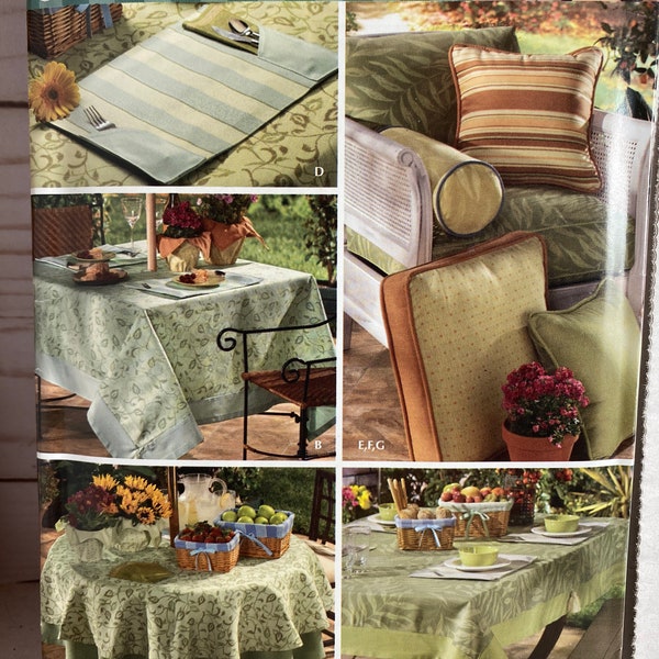 Simplicity Pattern 3695 by Christopher Lowell Outdoor Table and Seating Accessories pillows Tablecloths Cushions