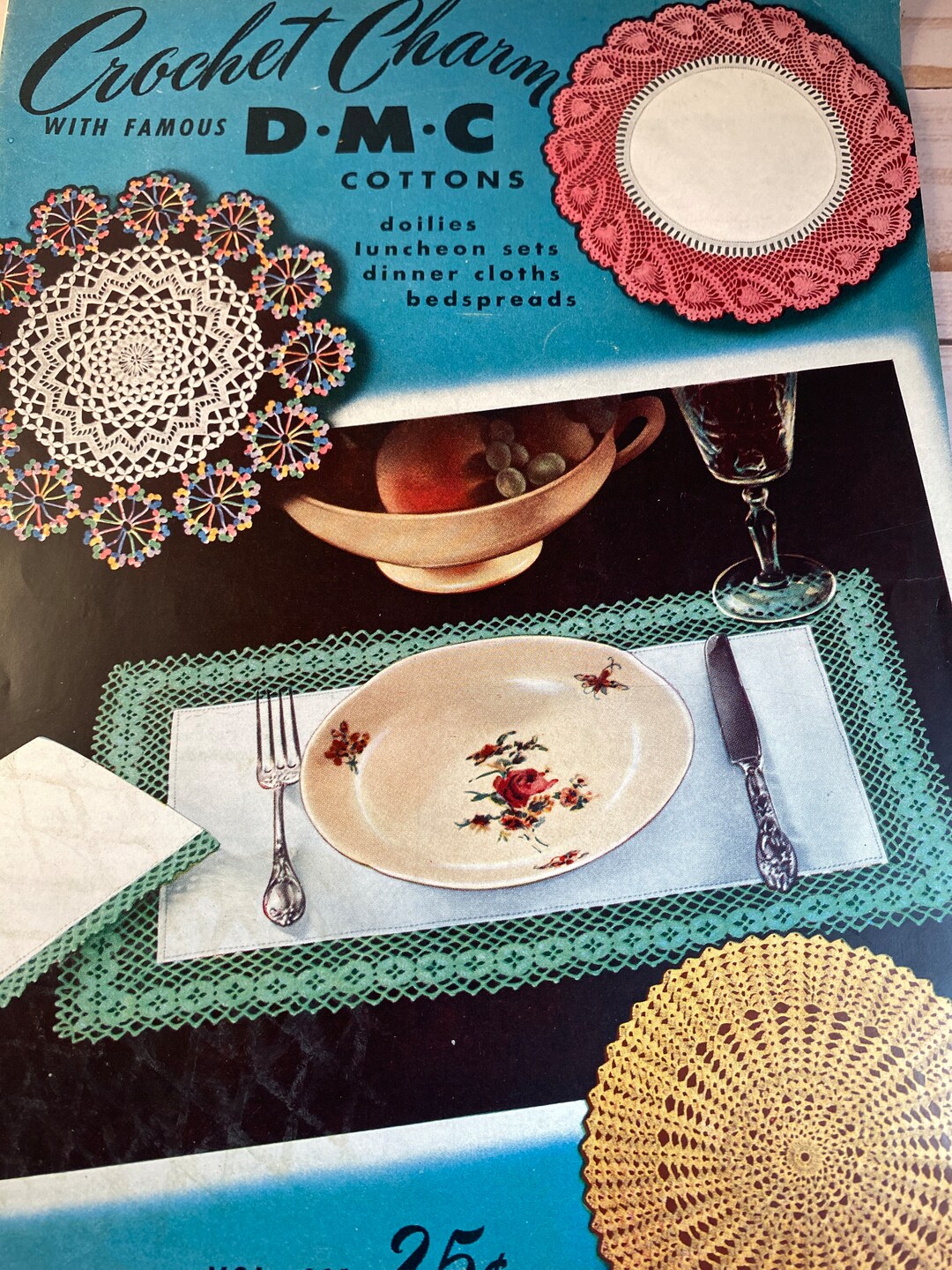 1950s DMC Crochet Charm Pattern Booklet: Doilies, Bedspreads (PDF ...