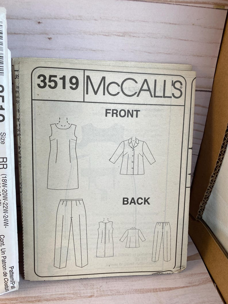 Mccall’s 3519 Misses Dress, Lined Jacket, Long Pants, Sewing Pattern - Etsy