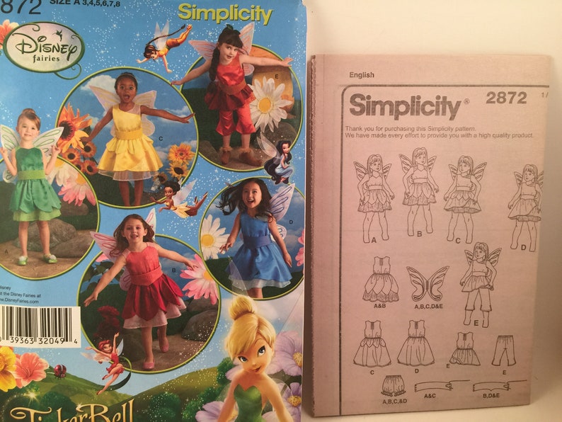 Disney Fairies Costume Sewing Pattern, Simplicity 2872, Tinkerbell ...