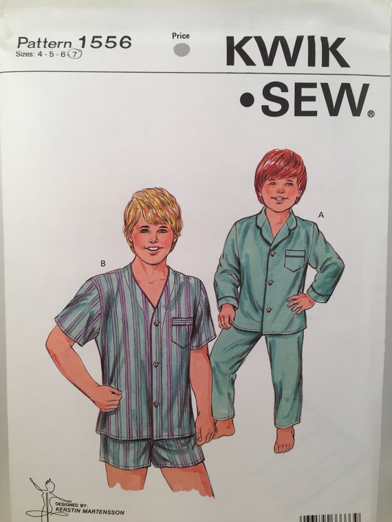 80s Boy's Pajamas, Kwik Sew 1556, Sewing Pattern, Long 80s Boy's Pajamas, Kwik Sew 1556, Sewing Pattern, Long