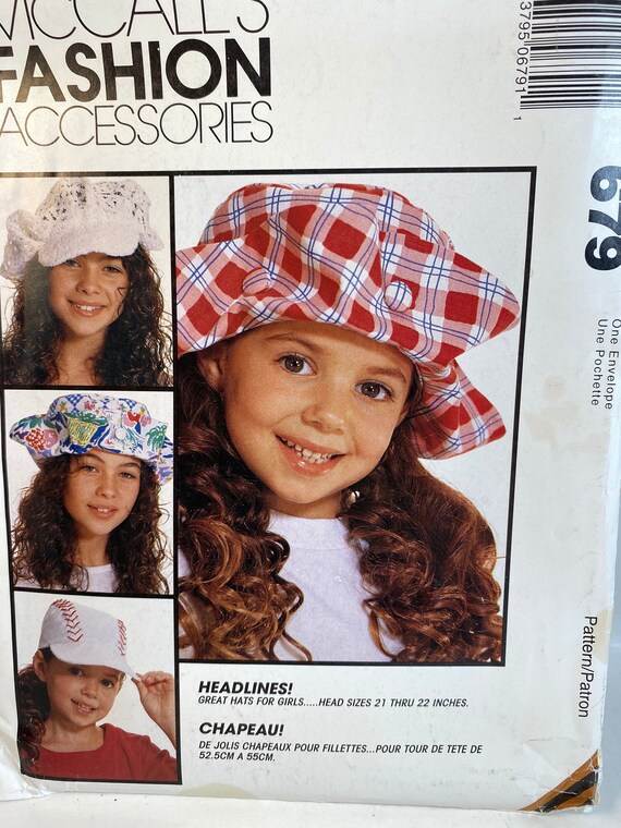 1990s Girl s Hats Mccall s 679 Fashion Accessories Sewing Pattern Brim Hats Beach Hats Baseball Cap Rain Hat 12 Girl Hat Patterns Etsy