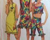 1960s Teen Crop Top Sewing Pattern, Ruffle Trim Dress, Simplicity 6572