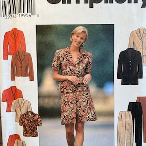 Misses Jacket, Pants, Long, Shorts, Simplicity 7519, Sewing Pattern, Buttoned Jacket, Length Variations