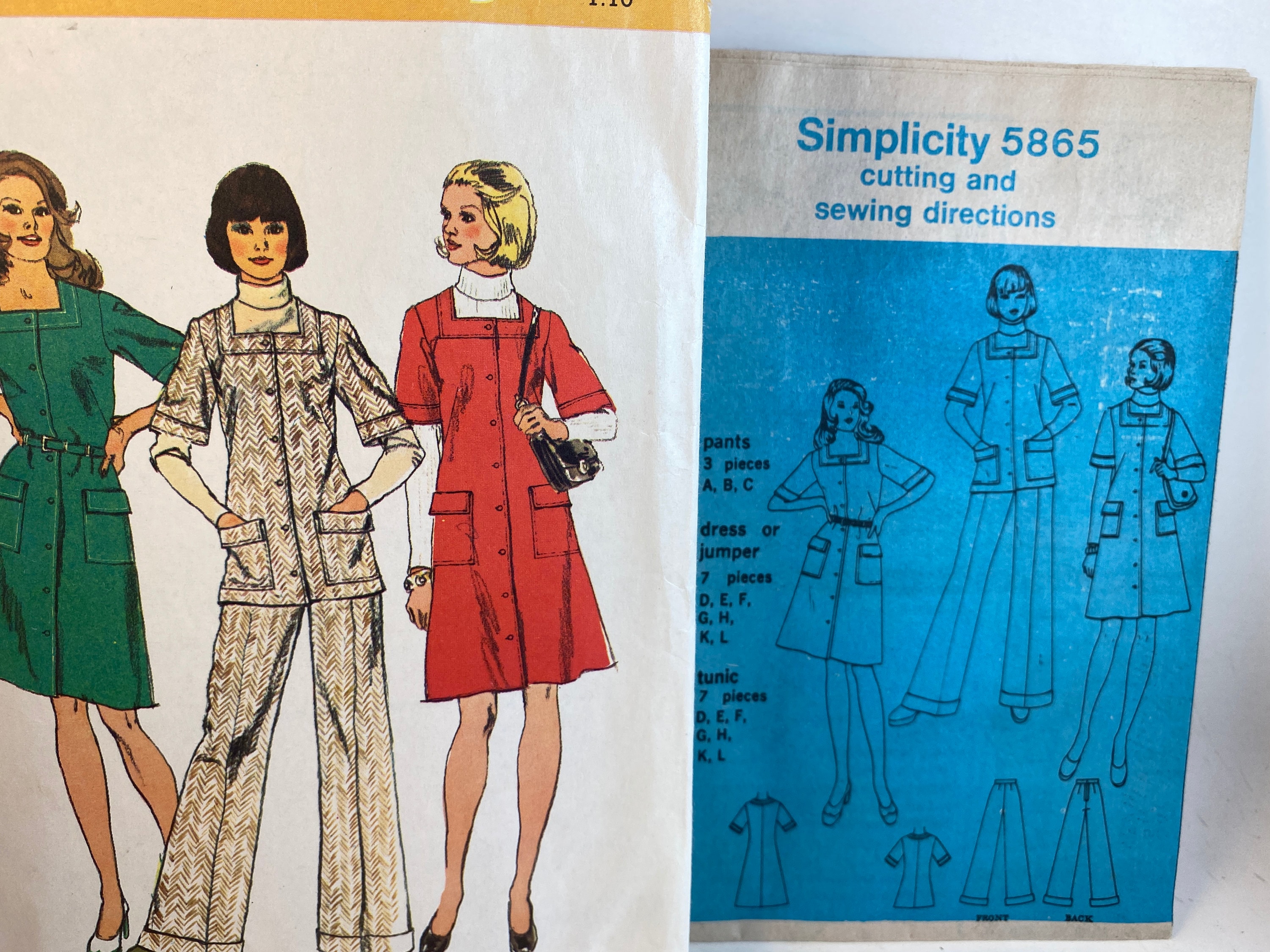 70s Simplicity 5865 Sewing Pattern: Misses Dress, Jumper, Tunic, Pants ...