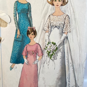 1960s Wedding Dress Sewing Pattern: Simplicity 6825, Detachable Train, Size 12