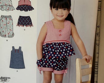 Toddlers Dress, ,Top, capri pants, shorts, Simplicity 1118, Sewing Pattern