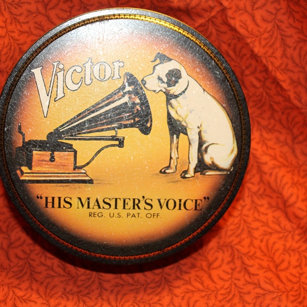 Vintage Iconic Victor and Nipper "His Master's Voice" Collectible Tin