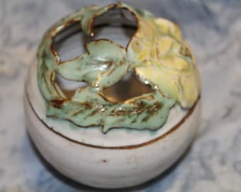 Vintage Decorative Floral Covered Pottery Jar
