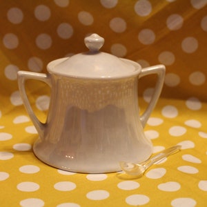 Vintage Japanese Lusterware Covered Sugar Bowl