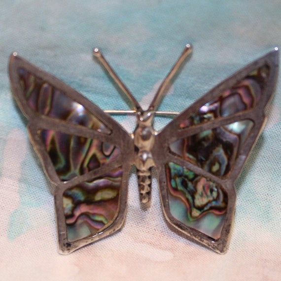 Vintage Mexico Silver Butterfly Brooch Made With … - image 4