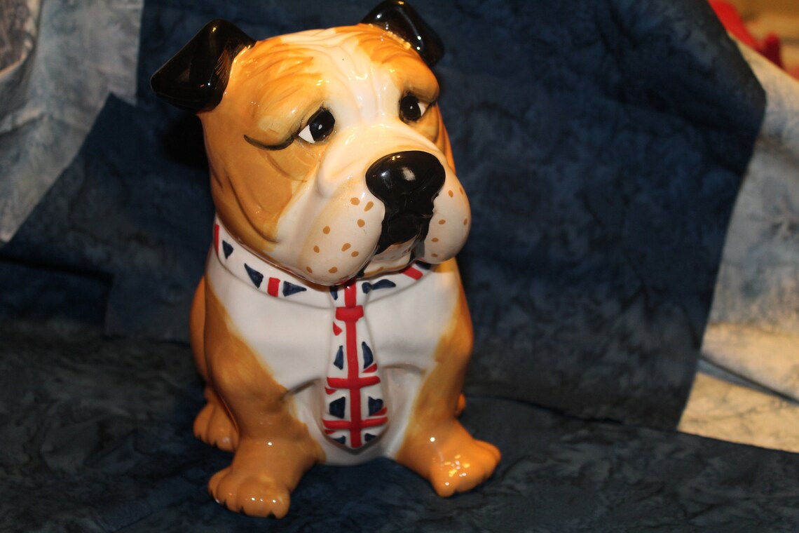 Vintage Ceramic British Bulldog Cookie Jar With Union Jack | Etsy