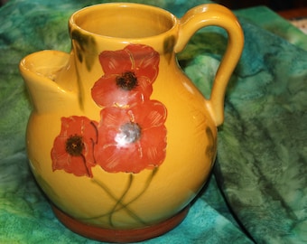 Ambiance Collection Fleur Rouge By Nanette Vacher 3 Piece Cannister Set Mustard Yellow and Red Poppy Design