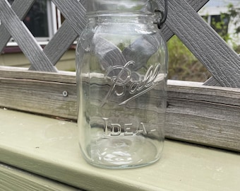 Vintage Ball Ideal Canning Jar: Clear Glass Bail Top, Original Lid